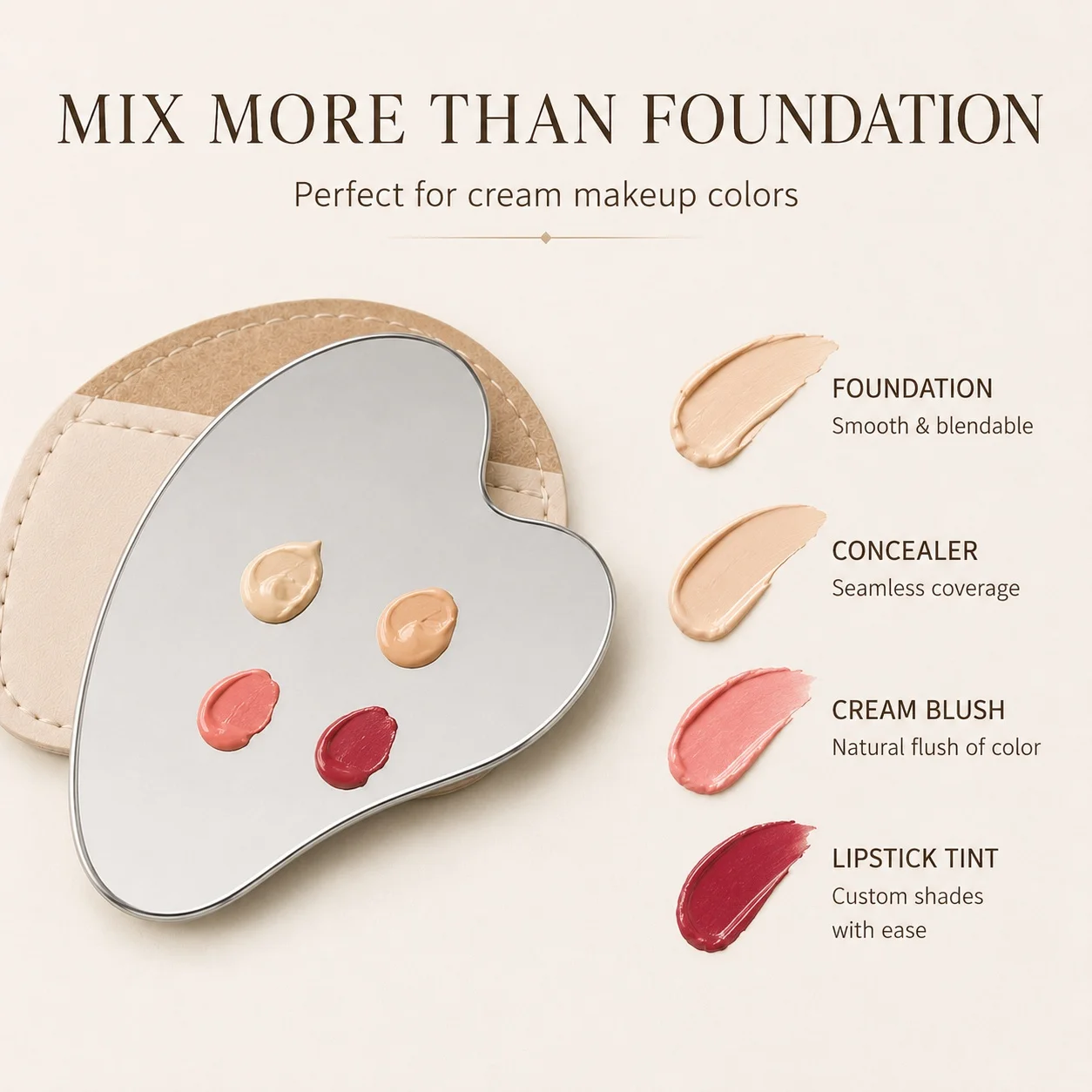 Beauty Makeup Palette - Heart Shaped Stainless Steel Makeup Mixing