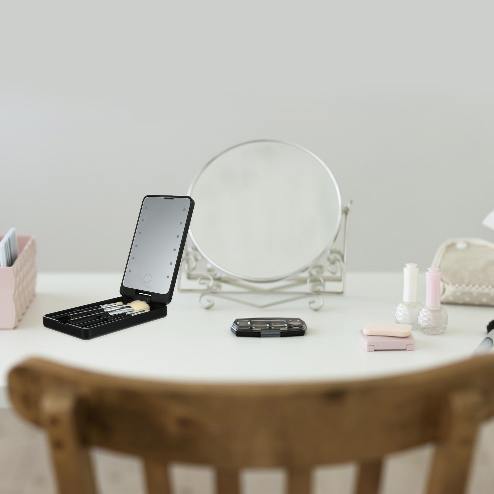 Beauty Makeup Vanity Set - 5Pcs LED Makeup Mirror Set Folding