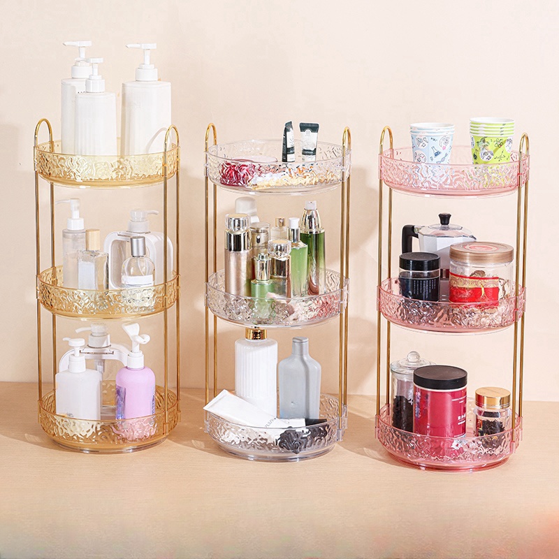 Beauty Makeup Desk - 1pc Accessible Luxury Rotating Cosmetics Storage