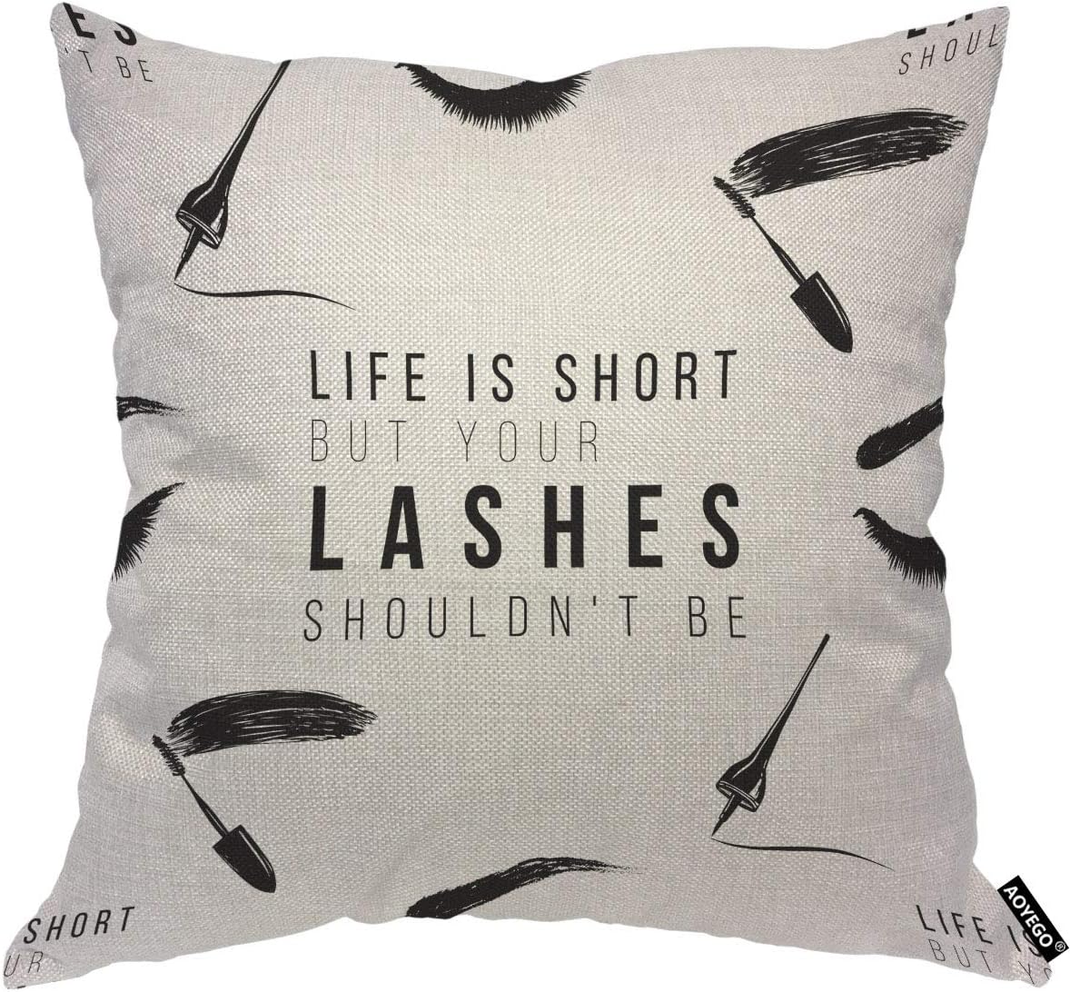 Funny Eyelash Quote Pillow Cov - Beauty Makeup Quotes Funny ulasan dan harga