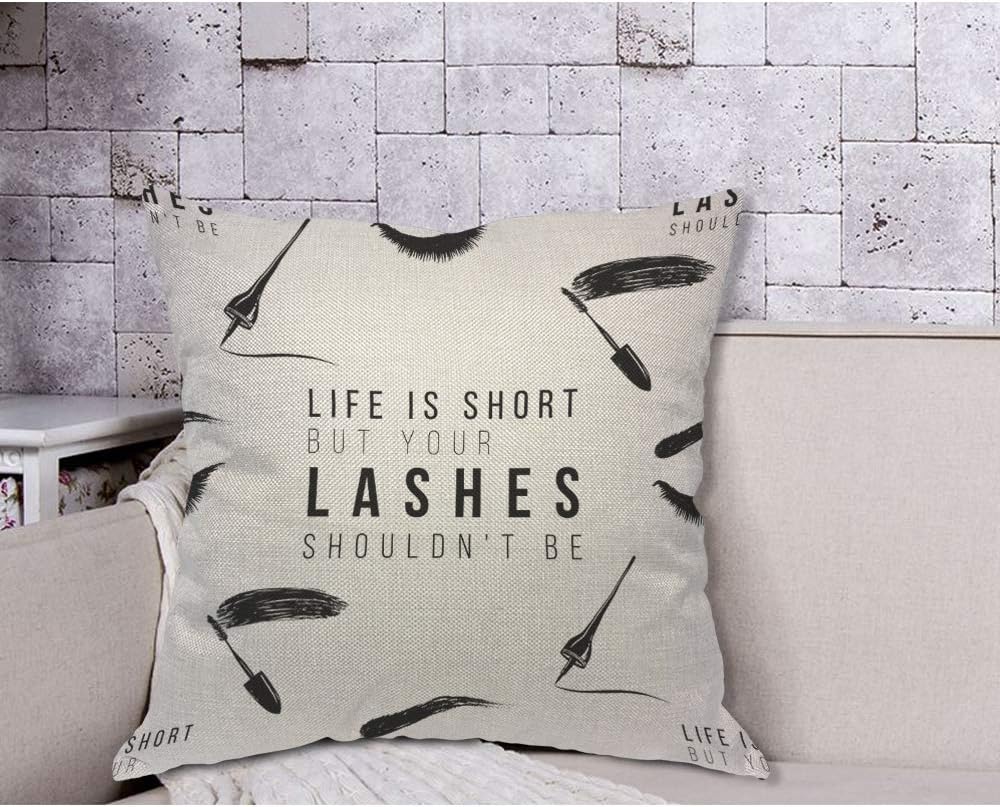 Funny Eyelash Quote Pillow Cov - Beauty Makeup Quotes Funny ulasan dan harga
