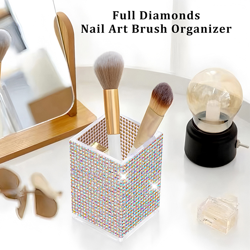 【M】Bling Pen Container With 3  - Beauty Makeup Desk ulasan dan harga