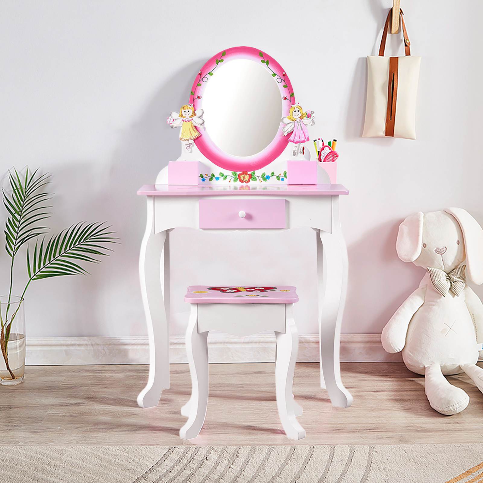 Kids Vanity Set Floral Printed - Beauty Makeup Desk ulasan dan harga