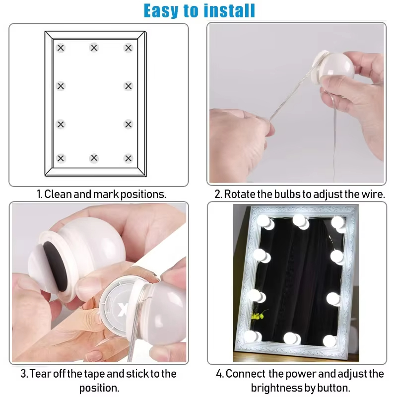 10 LED Vanity Mirror Light Bul - Beauty Makeup Desk ulasan dan harga