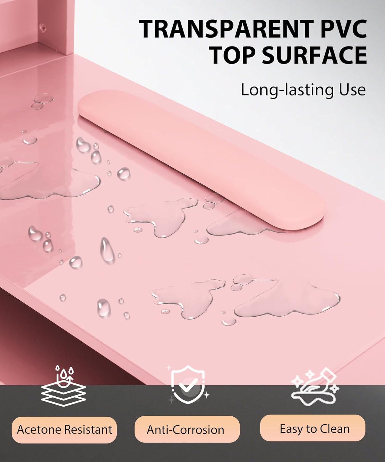 Pink Nail Table for Nail Tech, - Beauty Makeup Desk ulasan dan harga