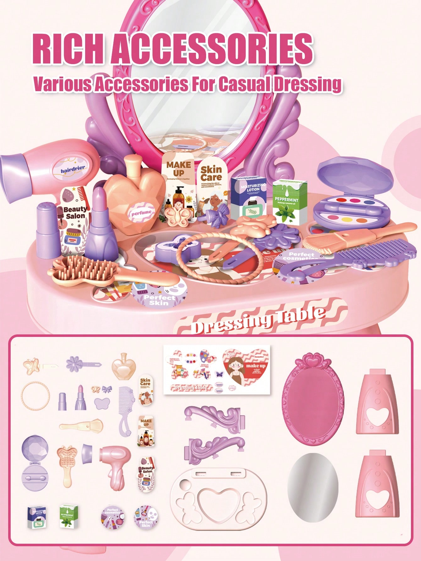 Kids Princess Vanity Dressing  - Beauty Makeup Desk ulasan dan harga