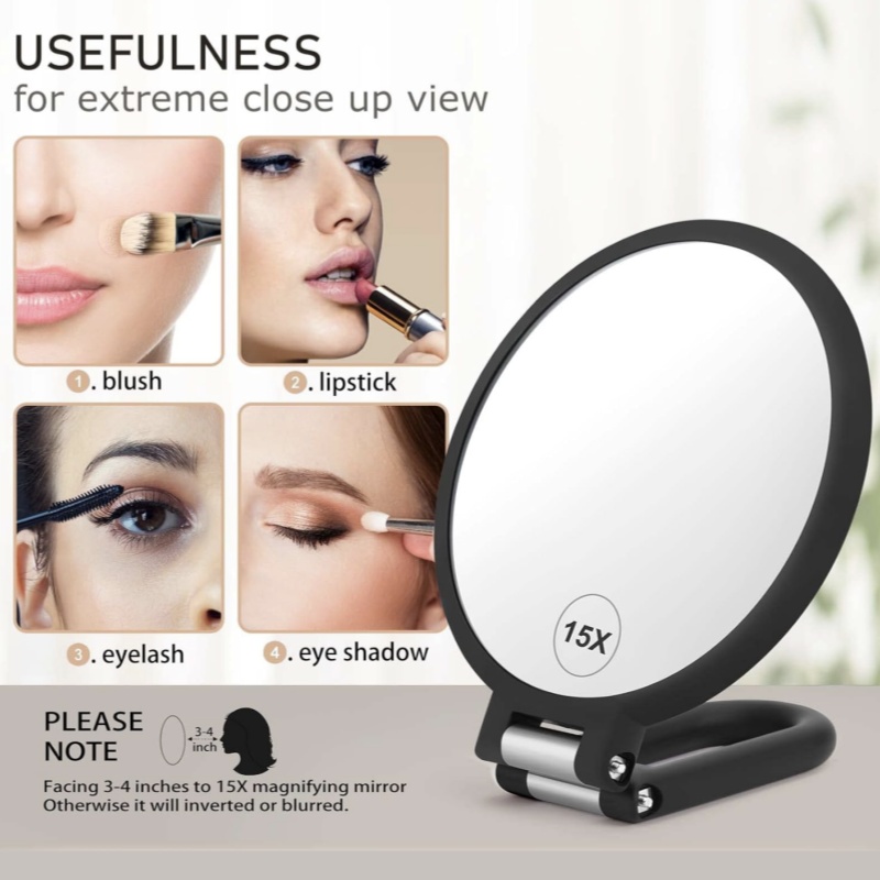Magnifying Handheld Mirror Dou - Beauty Makeup Desk ulasan dan harga
