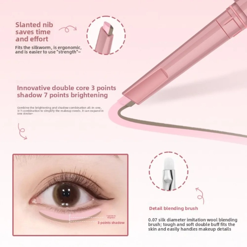 Korean 2in1 Lying Silkworm Pen - Beauty Makeup Korean ulasan dan harga