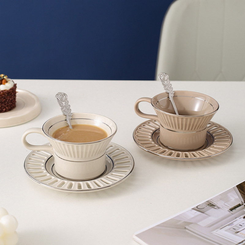 Luxury Ceramic Coffee Cup Dish - Beauty Makeup Desk ulasan dan harga