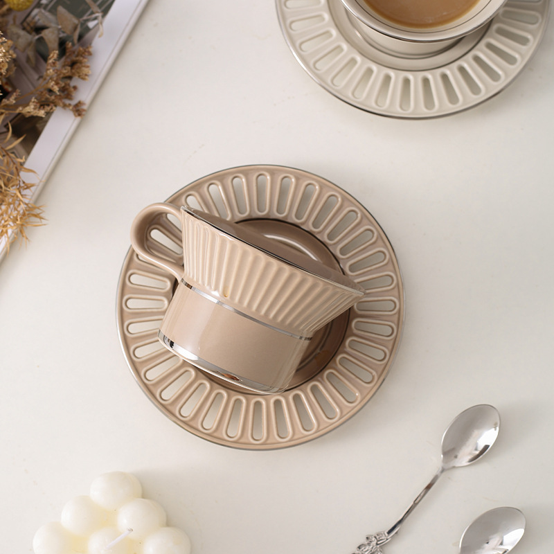 Luxury Ceramic Coffee Cup Dish - Beauty Makeup Desk ulasan dan harga